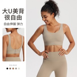 Women's High-Intensity Impact-Resistant All-in-One Yoga Sports Bra Top for Running & Fitness Training S/Cocoa 3ea