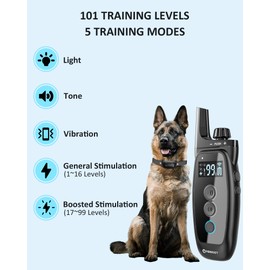 ABBIDOT 3300ft Shock Collar (for 5~130 Lbs Dogs) - Waterproof E Collar 5 Training Modes Dog Shock Collar for Small Medium Large Dogs