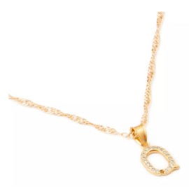 Ametrinaa Dije Inicial / Letra Q Mini Con Zirconia Chapa De Oro 18k Color Dorado