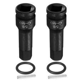 HARFINGTON 2pcs 1/2" Drive Impact Hex Bit Socket 5/8 Inch SAE CR-MO Steel 6-Point Sockets with Cotter Pin for Power Drill Drivers Adapter