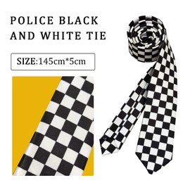 Lezevn 2Pcs Police Fancy Dress Tie Police Costume Accessories Police Check Tie for Men Women Cop Swat FBI Costumes