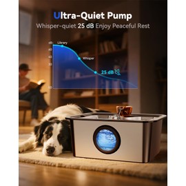 Replacement Water Pump for IAD 12L/3Gal Stainless Steel Dog Fountain, Ultra Quiet Water Pump with 6.6 ft Power Cable