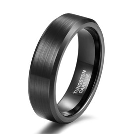 Women's / Men's Tungsten Carbide Rings, Brushed Black Engagement Rings, Tungsten