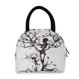 ZZKKO Red Poppies Lunch Bag Box Tote Organizer Lunch Container Insulated Zipper Meal Prep Cooler Handbag For Women Men Home School Office Outdoor Use (Sugar Skull)