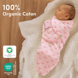 Sweety Fox 3-Pack Organic Baby Swaddle Sleep Sacks - Swaddles for Newborns, Infant 0-3 Months, Baby Girls, Boys, Soft & Snug Newborn Sleep Sack, Nursery Swaddling Blankets, Velcro Closure (Dagonfly)