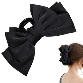 Wenlly bowknot hair claw clip, 5.9 inch large retro hair jaw clips, elegant hair accessories, 1 piece, black