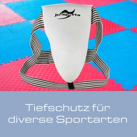 Ju-Sports Tiefschutz Herren Kampfsport - Kunstleder I Stabiler Hartplastik-Pantalbecher mit einstellbarem, weitem Gummiband I Leicht abwaschbar I S-XL