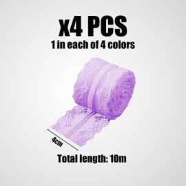 4 Rolls of lace Ribbon, Fabric Ribbon, lace Border, Table Decoration Ribbon, Craft Ribbon, Wide lace Ribbon, Decorative Ribbon for Wedding, lace Tape