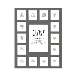 RRD Class of 2036 Photo Mat (11” x 14”) - Photo Collage Picture Frames Mat for School Pictures – School Picture Frame Pre-K to 12 Mat - No Frame Grey Photo Mat from Pre-K to Graduation (15 Photos)