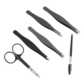 Beavorty 6pcs Eyebrow Tweezers Ergonomic Design for Precise Hair Removal Lightweight Portable Beauty Tool Storage Bag for Personal and