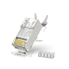 VIVOCH 50 Pcs Cat7 RJ45 Pass Through Connectors, C7 Pass Through Plugs, Cat7 2-Piece Metal Shielded RJ45 Ends FTP 8P8C Modular Network Plug Connector