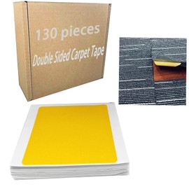 Carpet Tile Tape Double Sided，Adhesive Connectors for Hardwood Floors, Stair Treads, Tile Floors，Keep Your Rug in Place & Make Corner Flat 4in X 4in, 130 Pieces