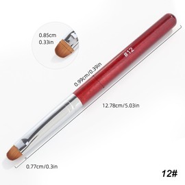 French Manicure Clean-Up Brush, French Gel Acrylic Nail Art Kolinsky Brush for Professional Manicure Cuticle Clean Up Nail Art Design, Red Wood Handle (12#)