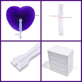 Bestage - Paquete de 12 abanicos de papel decorativo plegables de mano, abanicos plegables de boda de corazón morado, fans chinos y japoneses a granel para invitados de novia, iglesia, regalos de