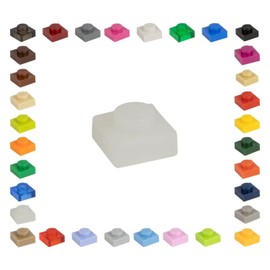 CMC imports 100 Mosaic Tile Building Blocks 1 x 1 Nubs Compatible 34 Different Colours Tiles Clamping Blocks (200 - Glow in the Dark)