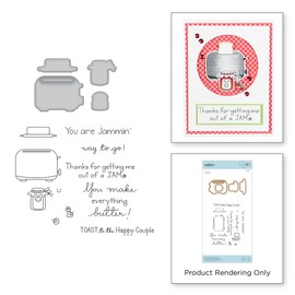 Spellbinders Toast with Jam 'n Bread Stamp and Die Set, Metal, Multi-Colour, 29.7 x 14.7 x 0.6 cm
