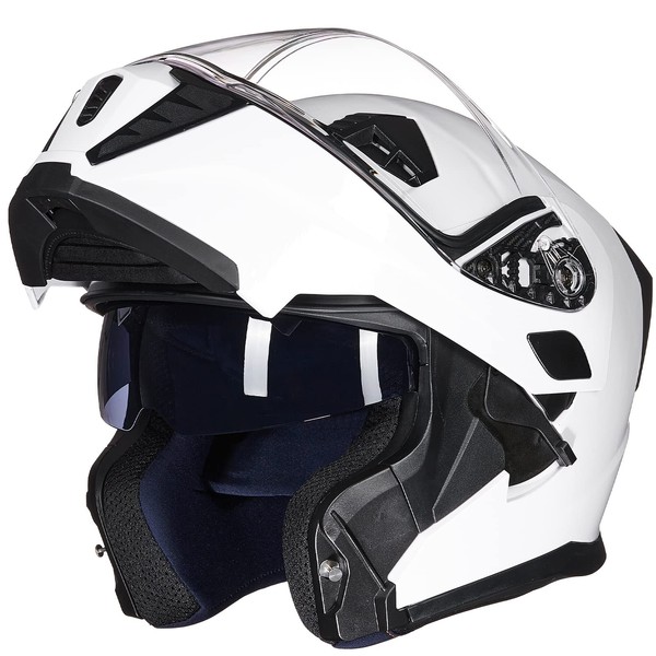 ILM Motorcycle Modular Full Face Helmet Flip up Dual Visor
