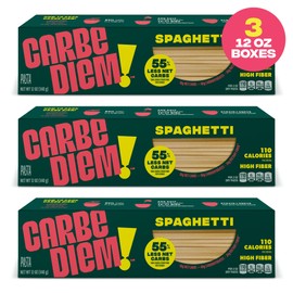 Carbe Diem!, Spaghetti, Lower Net Carb Pasta with Traditional Flavor & Texture, 55% Fewer Net Carbs & Only 110 Calories Per Serving, Pack of 3
