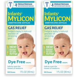MYLICON Gas Relief Drops for Infants and Babies, Dye Free Formula, 1 Fluid Ounce with Updated Syringe (2-Pack)