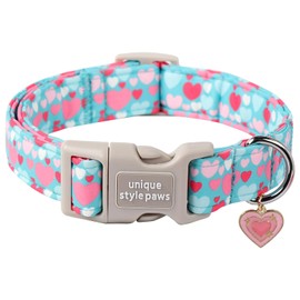 Unique style paws Valentine's Day Dog Collar Plastic Buckle Collar with Pendant Colorful Love Heart Gift Wedding Small Medium Large Boys Girls Dogs