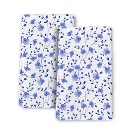 Cukemip Blue Flower Kitchen Towels Decorative Set of 2,Blue Decoratice Dish Towels Hand Towels for Kitchen Home Decor 16"x24" Absorbent Drying Cloth Tea Towels for Baking