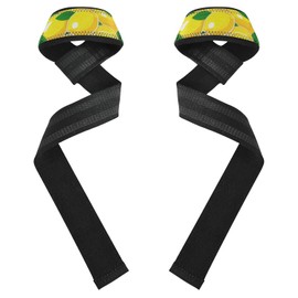 Lindas correas de levantamiento de limón de frutas de dibujos animados de 26 pulgadas, antideslizantes para entrenamiento de gimnasio, levantamiento de pesas, levantamiento de peso, ejercicio