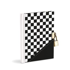 Mareli Secret Diary 14.5 x 18.5 cm Black and White with Metal Lock and 2 Keys