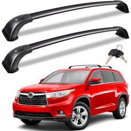 KINGGERI Lockable 220lbs Cross Bars Roof Racks Fit for Toyota Highlander 2014-2019 XLE Limited & SE LE & LE Plus, Aluminum Heavy Duty Roof Rails Crossbars Anti-Theft Metal Black Matte Luggage Kayak