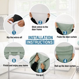 H.VERSAILTEX French Door Curtains Linen Textured Privacy Door Blinds Kitchen Window Curtains Waterproof 26 X 68 Inch Room Darkening Curtains for Glass Door Tie Up Shade, Heather Sage 1 Panel