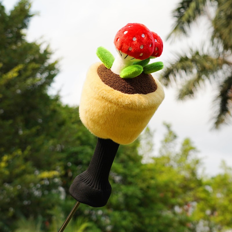 Mushroom Plush Golf Driver Headcover with Sock, Funny Golf Head