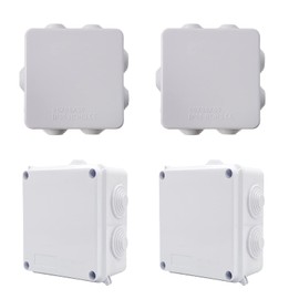 Pack of 4 Junction Box Waterproof IP65 100 x 100 x 70 mm ABS Housing Junction Box IP55 White Junction Box 85 x 85 x 50 mm Indoor Outdoor Plastic Plug Screw Connection Electrical Box