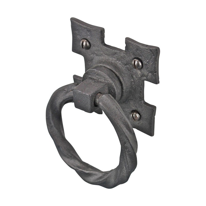 7" Wrought Iron Door Latch Lock Set Ring Pull Two-Way