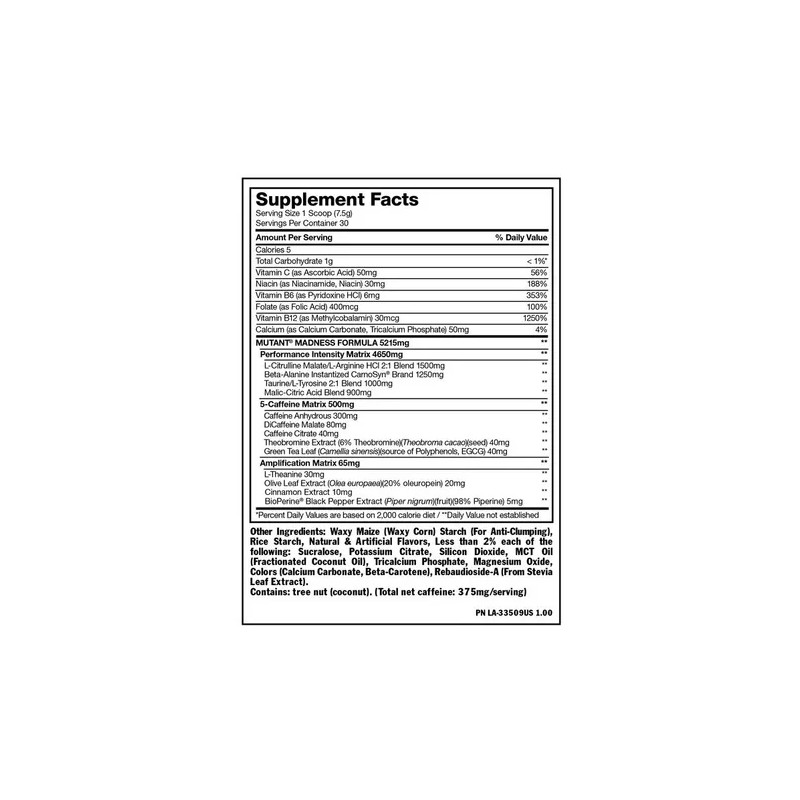 Suplemento En Polvo Mutant Madness Sabor Peach Mango De 270g
