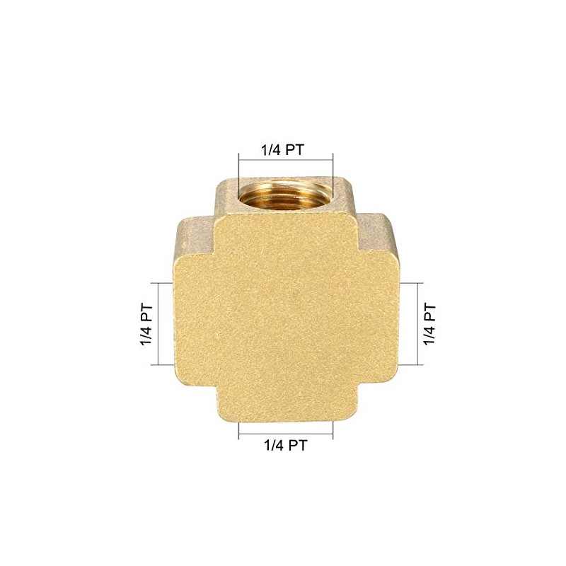 uxcell Brass Cross Pipe Fitting 1/4 PT Female Thread 4