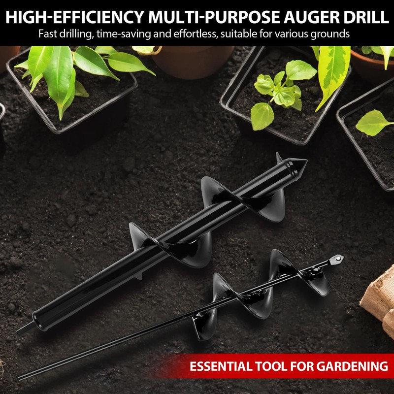 MAZING Auger Drill Bit for Planting, 4Pcs Garden Ground Earth