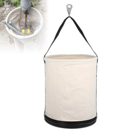 CNQLIS Utility Canvas Tool Bucket, 11.6" x 15" All Purpose Canvas Bucket Bag with Plastic Bottom Metal Hook, for Store Work Accessory, Load Rated Up to 150 Pounds