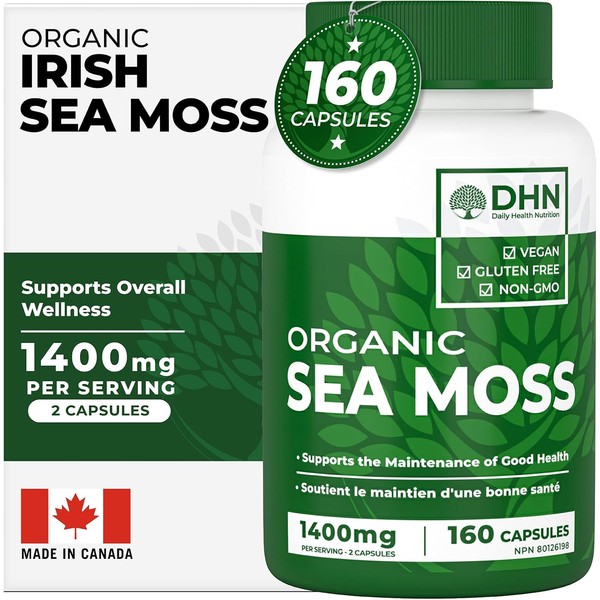 Organic Irish Sea Moss – 160 Vegan Capsules with Organic