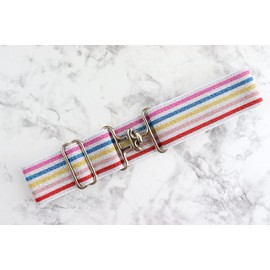 Heads Up Apparel 1.5 inch Equestrian Elastic Belt with surcingle, bit or circle buckle options. Invisible, No-show buckle., Rainbow, Adjusts 20-37 inch waist. Belt width 1.5 or 2 inches