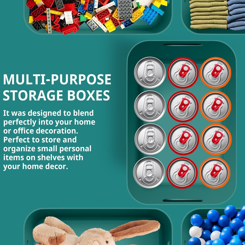 W&H 5 PCS Plastic Storage Boxes with Handle, Medium Plastic