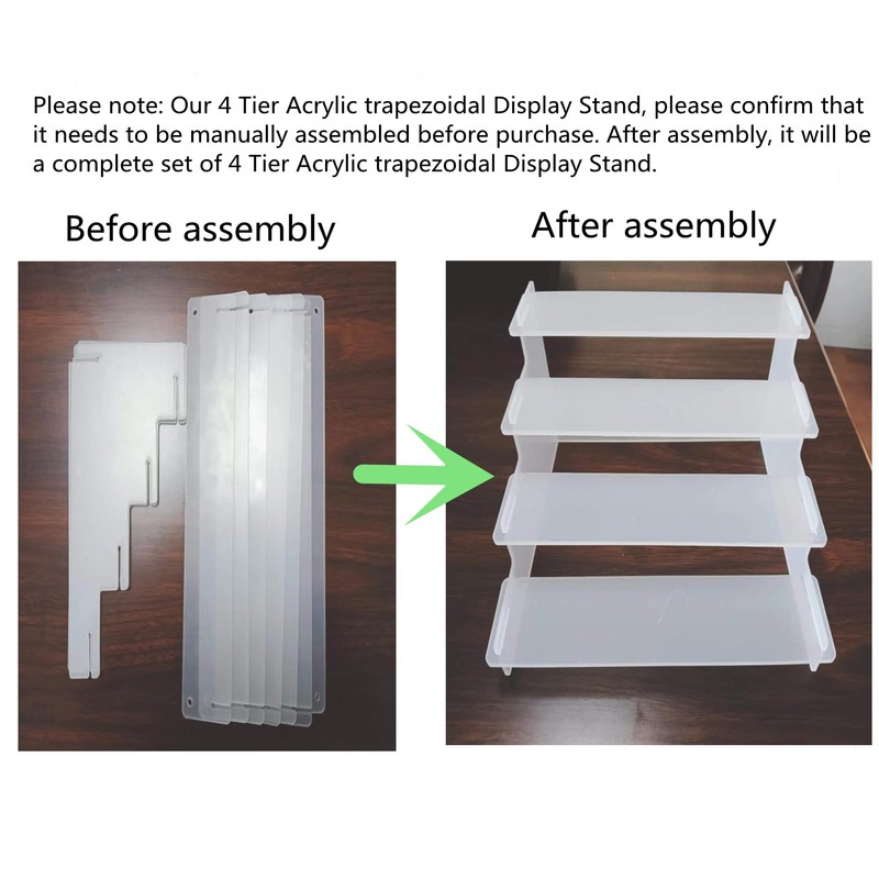 4 Tier Acrylic trapezoidal Display Stand, Clear Acrylic Display Shelf,Object
