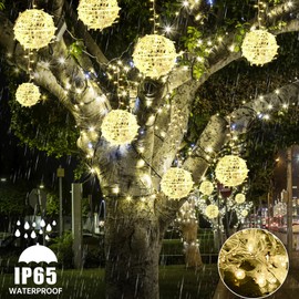 Bowfar Fairy Lights Outdoor Power, 20 cm, Pack of 4 Large Ball Hanging Fairy Lights, Christmas Tree with Remote Control Timer, Globe Christmas Lighting for Garden, Wedding, Party, Christmas