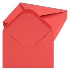 Envelopes, Pack of 50 Envelopes with Wet Seal, 120 g/m² Envelope for Greeting Cards, Wedding Invitations, Birthday Cards, Letter Envelope (Bright Red, 12.5 x 17.5 cm)