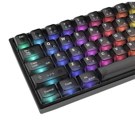 dagaladoo Black Clear keycaps,Japanese keycaps,PC Material,Transparent Keyboard caps,OSA Profile Keycaps for 61/64/66/68 Cherry Gateron Mx Switches Mechanical Keyboard(82 Key,only keycaps)