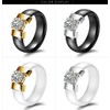 PAURO Women's Zircon Engagement Wedding Band Rings Ceramic, Ceramic, Cubic