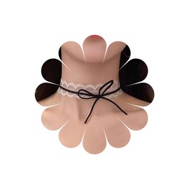 Xduargs Boho Black Lace Choker Necklace Black Velvet Bow Tie Necklace Vintage Wide Lace Bow Necklace Adjustable Satin Ribbon Collar Necklace Jewellery for Women, Zinc, No Gemstone