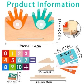 Wooden Maths Toy, Counting Learning for Children, Finger Counting Maths Toy, Montessori Maths Toy, Educational Preschool Games, Number Toy for 3, 4, 5 Years, Boys, Girls, Christmas Gift