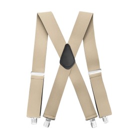 Jackster 2" wide x‑back suspenders – adjustable elastic with strong jumbo clips – made in USA – multiple colors