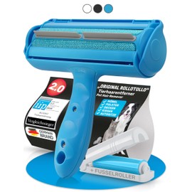 BluePet Self-Cleaning Lint Roller - Pet Hair Remover for Pet Hair, Removal Pet Hair, Lint Brush Dog Hair & Cat Hair (RolloTollo Blue + Mini Lint Roller)