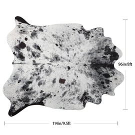 NEOCOZY Exquisite Cowhide Rug, 8 x 10 ft Faux Cowhide Rug for Living Room Bedroom, Cow Print Rug for Wall, Non-Slip, Grey White