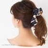 JewelVOX Hair Accessories, Bi-Color, Grosgrain Ribbon, Fluffy Banana Clip (Black